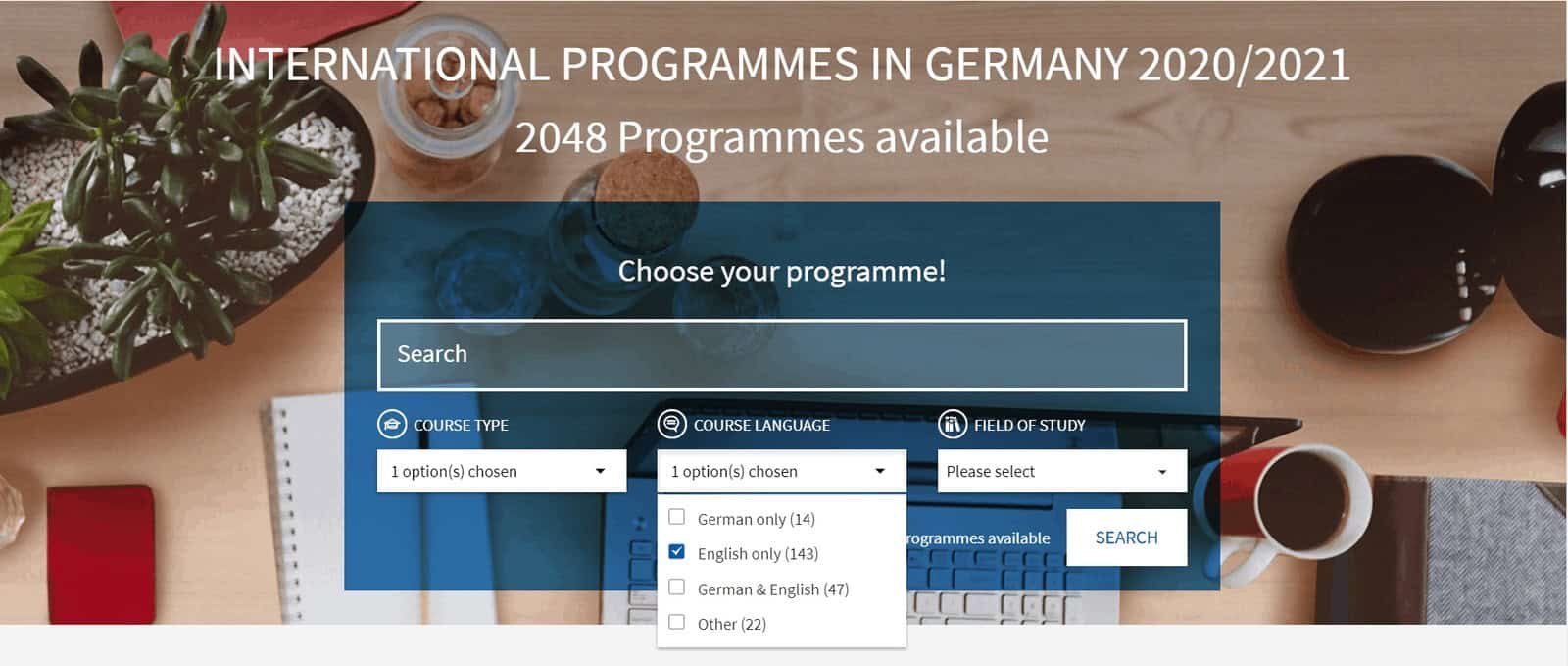 Search for courses for international students to study in Germany in English